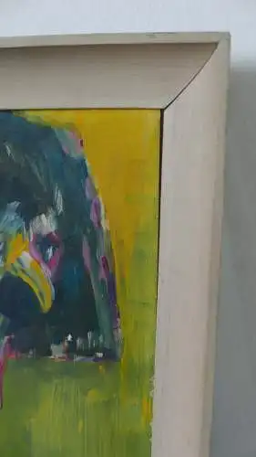 H97-Gemälde-Bild-Ölgemälde-Öl auf Holz-"der Vogel"-Ölbild-signiert-