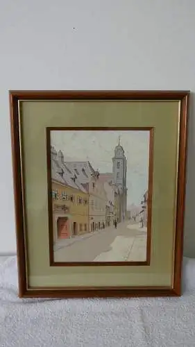 H113-Stadtbild-Wien-Gemälde-Aquarell-Bild-Passepartout-hinter Glas-gerahmt