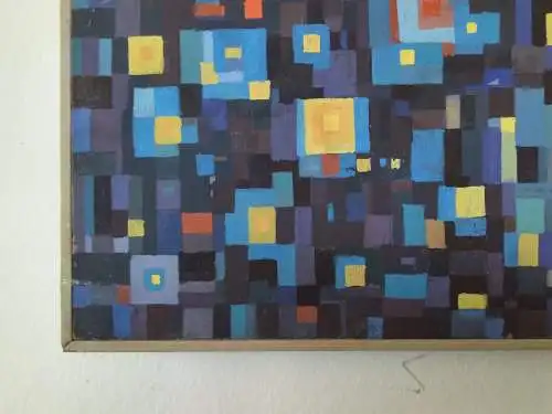 H64-Gemälde-Bild-Kunst-abstrakt-Geometrisch-Öl auf Holz-Ölgemälde-Ölbild