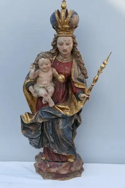 2401D-Madonna-Heiligenfigur-Muttergottes-Figur-Madonna mit Jesukind-geschnitzte 0