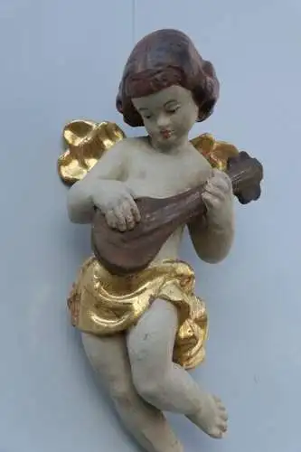 Putte-Engel-musizierende Putte-Heiligenfigur-Schnitzerei-Holzarbeit-Engel-H60996