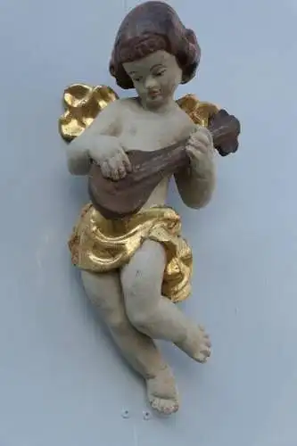 Putte-Engel-musizierende Putte-Heiligenfigur-Schnitzerei-Holzarbeit-Engel-H60996