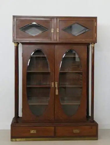 H60053-Jugendstilvitrine-Bücherschrank-Vitrine-Jugendstil-Büchervitrine-Vitrine-