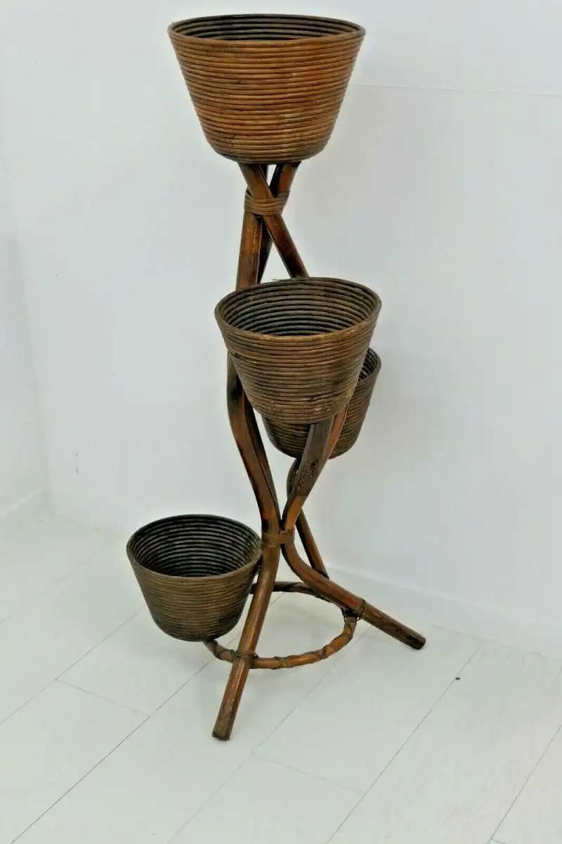 6034-Bambusblumenständer-Rattanblumenständer-Pflanzständer-Thonet-Blumenständer 0