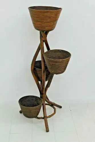 6034-Bambusblumenständer-Rattanblumenständer-Pflanzständer-Thonet-Blumenständer