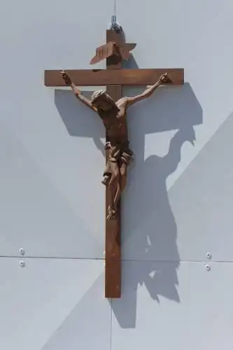 2587D-Kruzifix-Holz-Kreuz-Holzkreuz-Jesus am Kreuz-Heiligenfigur-geschnitzt-Jesu