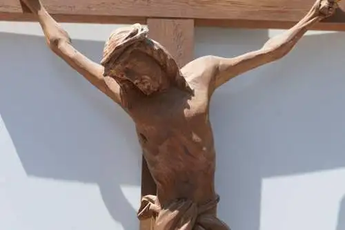 2587D-Kruzifix-Holz-Kreuz-Holzkreuz-Jesus am Kreuz-Heiligenfigur-geschnitzt-Jesu