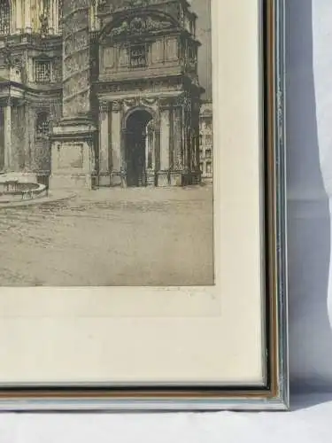 5738-Gemälde-Farbradierung - "Wiener Karlskirche" -Bild-Radierung hinter Glas-