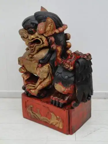 2523D-Holzfigur-Torwächter-Statue-Skulptur-asiatisch-Päarchen-chinesisch-