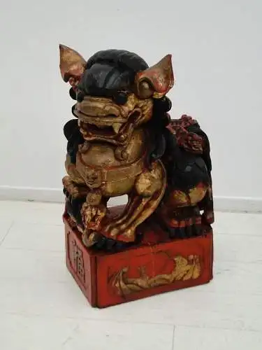 2523D-Holzfigur-Torwächter-Statue-Skulptur-asiatisch-Päarchen-chinesisch-