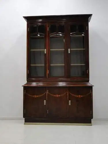 5966D-Jugendstil-Büchervitrine-Schrank-Bücherkasten-Jugendstil-Bücherschrank-