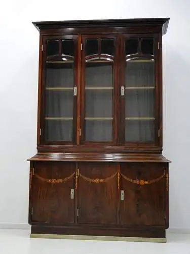 5966D-Jugendstil-Büchervitrine-Schrank-Bücherkasten-Jugendstil-Bücherschrank-