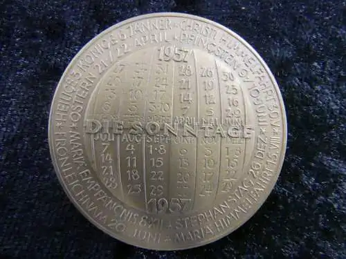 Kalendermedaille-Münze-Versilbert-Sammlermünze-Medaille-1957