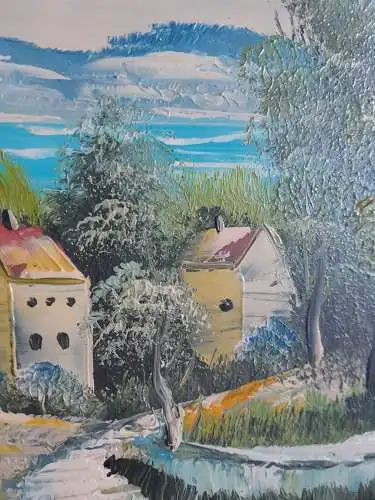 H839-Landschaftsbild-Öl auf Holz-Ölbild-Ölgemälde-gerahmt-Malerei-