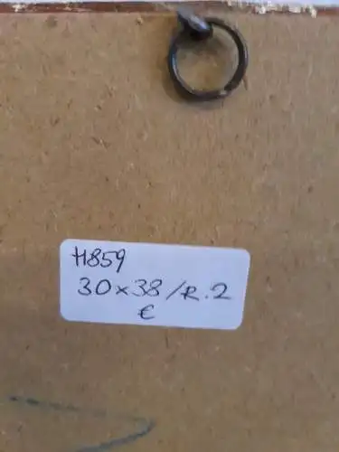 H859-Stadtbild-Farbradierung-Gemälde-signiert-gerahmt-Passepartout-hinter Glas