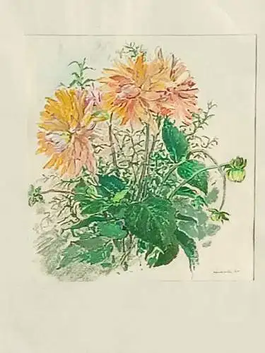 H122-Stillleben-Gemälde-Bild-gerahmt-Blumenwiese-Aquarell-hinter Glas-