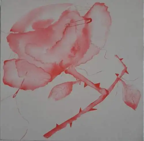 H399-Gemälde-Bild-Aquarell-Die Rose-Aquarell auf Leinen-