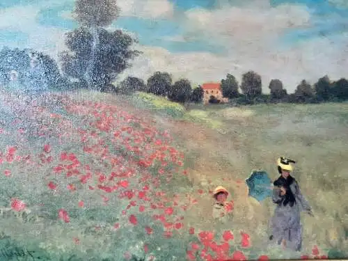 H1144-Studie-mit Zertifikat-nach Monet-Mohnblumen-Bild-Gemälde-gerahmt-Leinen