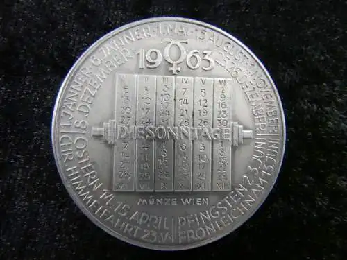 Kalendermedaille-Münze-Versilbert-Sammlermünze-Medaille-1963