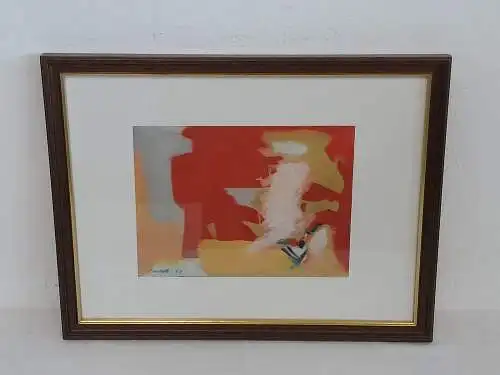 H1007-Abstraktes-Aquarell-hinter Glas-signiert-gerahmt-datiert-Passepartout-Bild