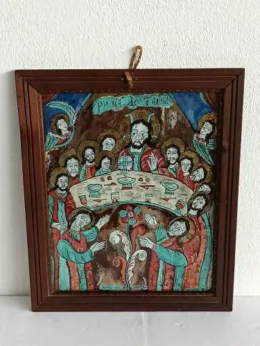 H264-Heiligenbild-Glasmalerei-Bild-Gemälde-gerahmt