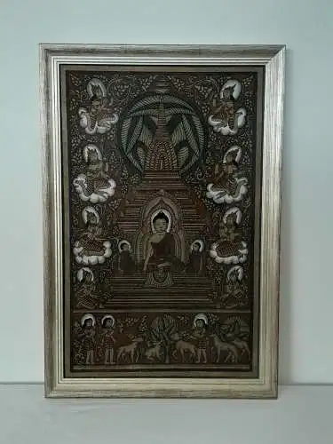 H1278-Gemälde-Bild-Sandbild-Asiatische Kunst-gerahmt-