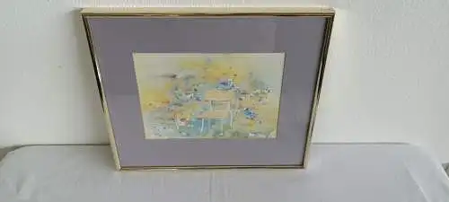 H431-Szenenbild-Aquarell-Naturbild-Gemälde-Bild-gerahmt-