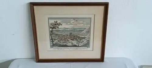H456-Stadtbild-colorierte-Lithographie-Gemälde-Bild-Klosterneuburg-Passepartout-