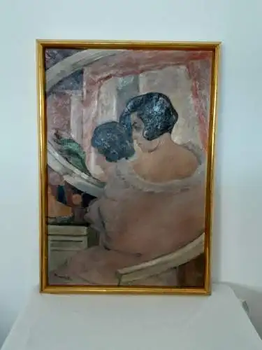 H1315-Ölbild-Portrait-Öl auf Leinen-Ölgemälde-gerahmt-