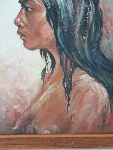 H1305-Ölbild-Portrait-Öl auf Leinen-Ölgemälde-signiert-gerahmt-