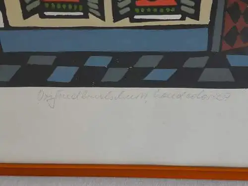 H391-Original-Linolschnitt-Bild-Gemälde-Haus-