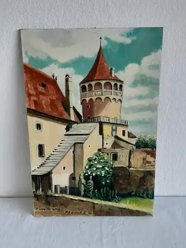 H469-Landschaftsbild-Gemälde-Bild-auf Holz-Rosenburg Bzelenka-signiert-