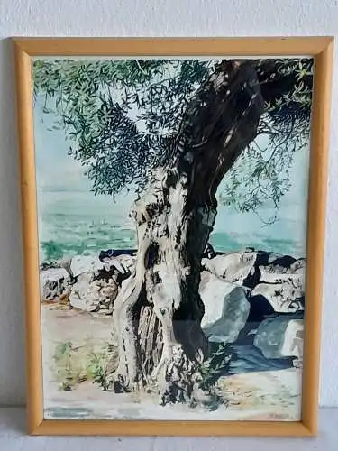 H465-Landschaftsbild-Landschaftsgemälde-Aquarell auf Papier-Bild-Gemälde-datiert