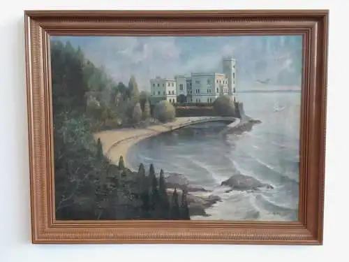 H477-Ölbild-Landschaftsbild-Öl auf Leinen-Gemälde-signiert-gerahmt-