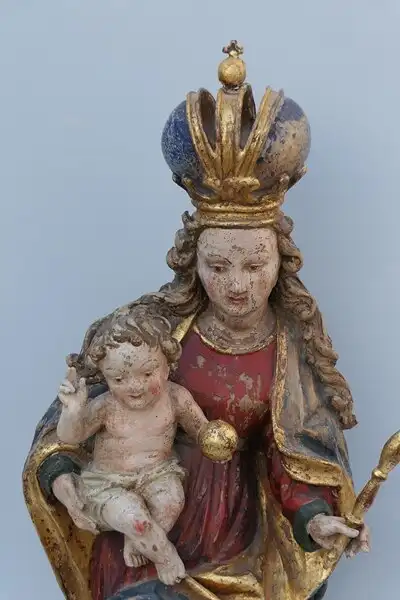 2401D-Madonna-Heiligenfigur-Muttergottes-Figur-Madonna mit Jesukind-geschnitzte  1