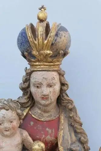 2401D-Madonna-Heiligenfigur-Muttergottes-Figur-Madonna mit Jesukind-geschnitzte 