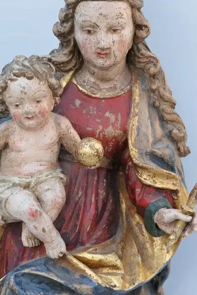 2401D-Madonna-Heiligenfigur-Muttergottes-Figur-Madonna mit Jesukind-geschnitzte  5