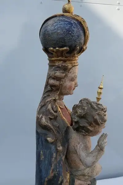 2401D-Madonna-Heiligenfigur-Muttergottes-Figur-Madonna mit Jesukind-geschnitzte  6