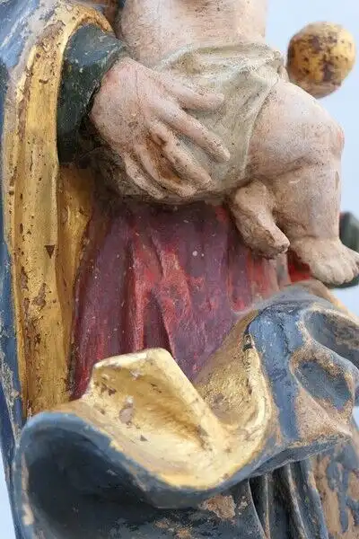 2401D-Madonna-Heiligenfigur-Muttergottes-Figur-Madonna mit Jesukind-geschnitzte  8