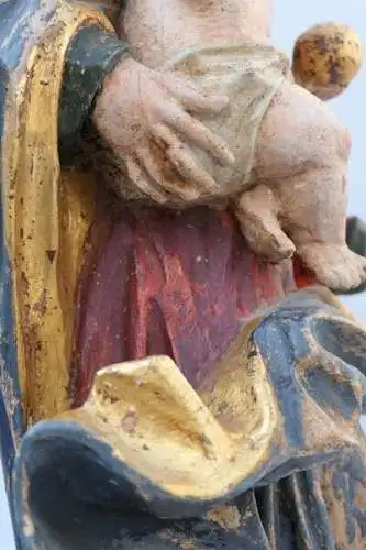 2401D-Madonna-Heiligenfigur-Muttergottes-Figur-Madonna mit Jesukind-geschnitzte 