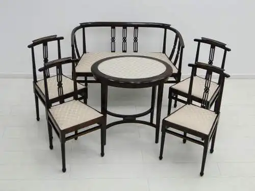 2045-ORIGINAL JUGENDSTIL-Set-Bank-Stuhl-Jugendstilgarnitur-Sessel-Tisch-Salontis