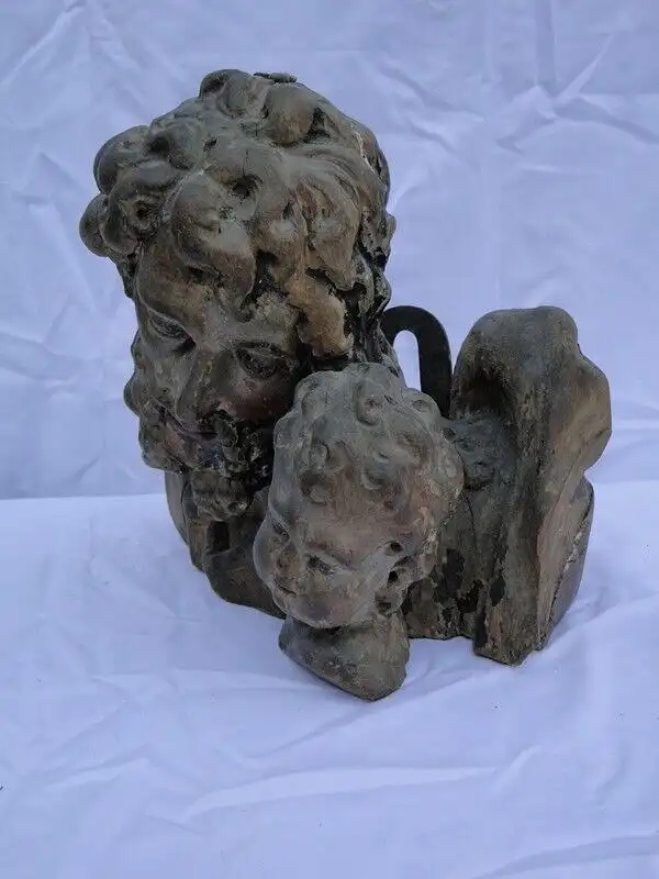 5697D-Büste-Heiligenfigur-geschnitzte Holzbüste um 1700-Holzbüste-Heiligen Figur 3