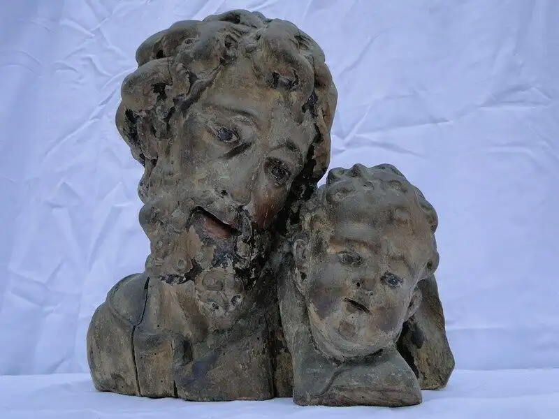 5697D-Büste-Heiligenfigur-geschnitzte Holzbüste um 1700-Holzbüste-Heiligen Figur 9