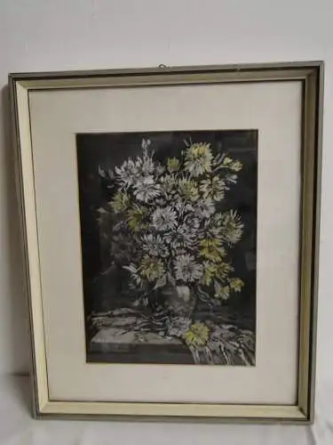 3044/T21 - Stillleben - Bild auf Seiden - Blumen - Druck - Gemälde