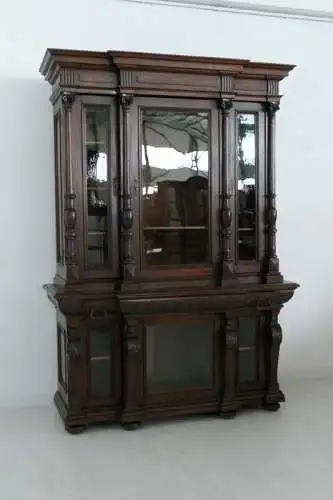 H60694-Historismus-Schrank-Kasten-Vitrine-Vitrinenschrank-Kredenz