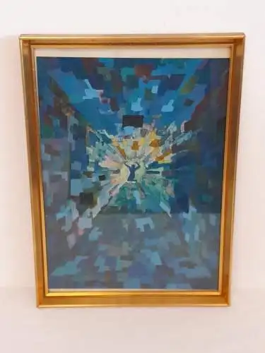 H990-Aquarell-Abstrakt-Bild-Gemälde-gerahmt-Malerei-