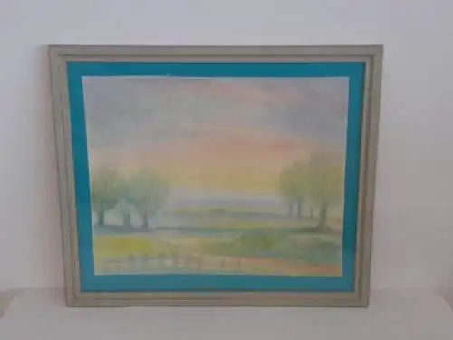 H985-Aquarell-Landschaftsbild-hinter Glas-gerahmt-Bild-Gemälde-