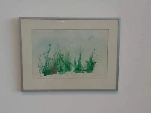 H982-Aquarell-Naturbild-Gemälde-Bild-Passepartout-hinter Glas-gerahmt-