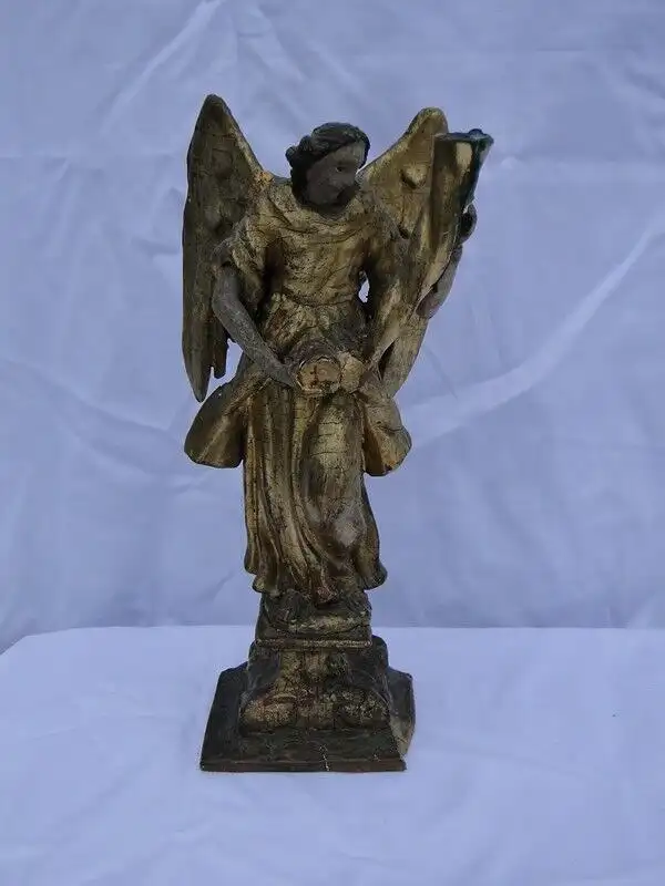 5692D-Engel-Figur- Holzfigur-geschnitzter Engel-bemalter Holzengel-Holzengel-ges 0