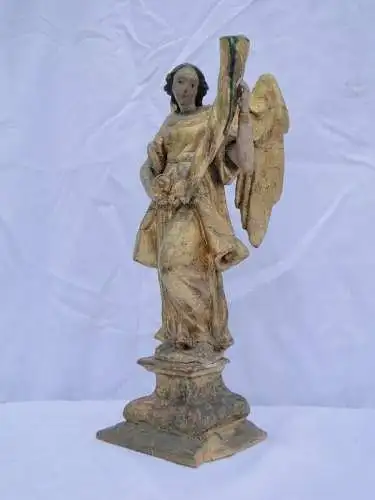 5692D-Engel-Figur- Holzfigur-geschnitzter Engel-bemalter Holzengel-Holzengel-ges